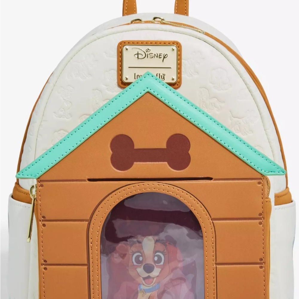 Loungefly Disney Doghouse Backpack - White, Brown, and Teal